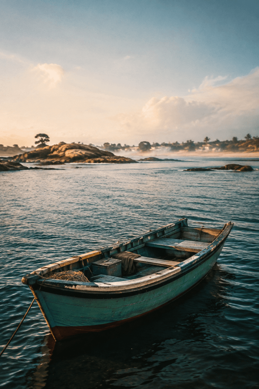 Imagen de referencia generada: botes de pesca en la caleta de El Quisco al amanecer.